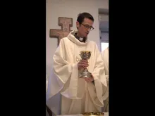 Fr. Salvatore Mellone says Mass on the day of his priestly ordination, April 16, 2015. Photo courtesy of the Archdiocese of Trani-Barletta-Bisceglie.