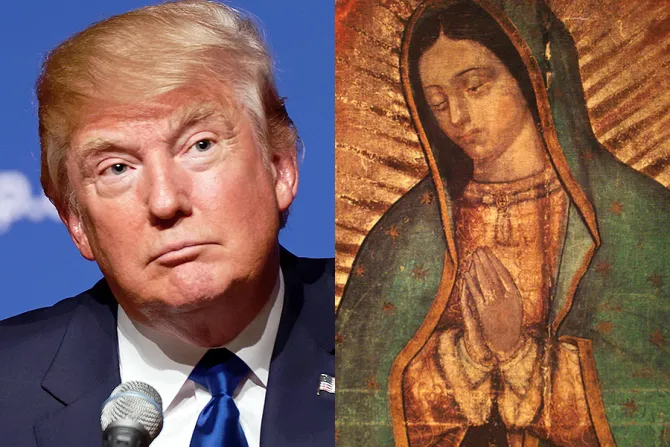 Donald Trump Credit Michael Vadon via Wikipedia CC 20 Our Lady of Guadalupe Credit Sacred Heart Cathedral Flickr CC BY NC 20 CNA