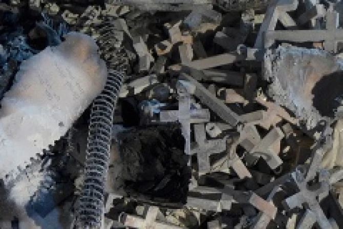 Dormition Abbey in Jerusalem was closed on May 27 2014 after an arson attack set fire to crosses in the church the day before Credit Paul Badde CNA 3 CNA 5 28 14