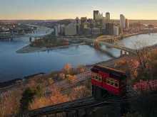 Downtown Pittsburgh and the Duquesne Incline from Mt. Washington. 
