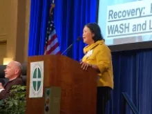 Dr. Carolyn Woo, President of Catholic Relief Services, speaks to the USCCB's Fall General Assembly in Baltimore on Nov. 11, 2013. 