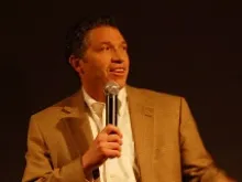 Jonathan Reyes speaking at Theology on Top at Buffalo Billiards in Washington, D.C., April 8, 2014. 