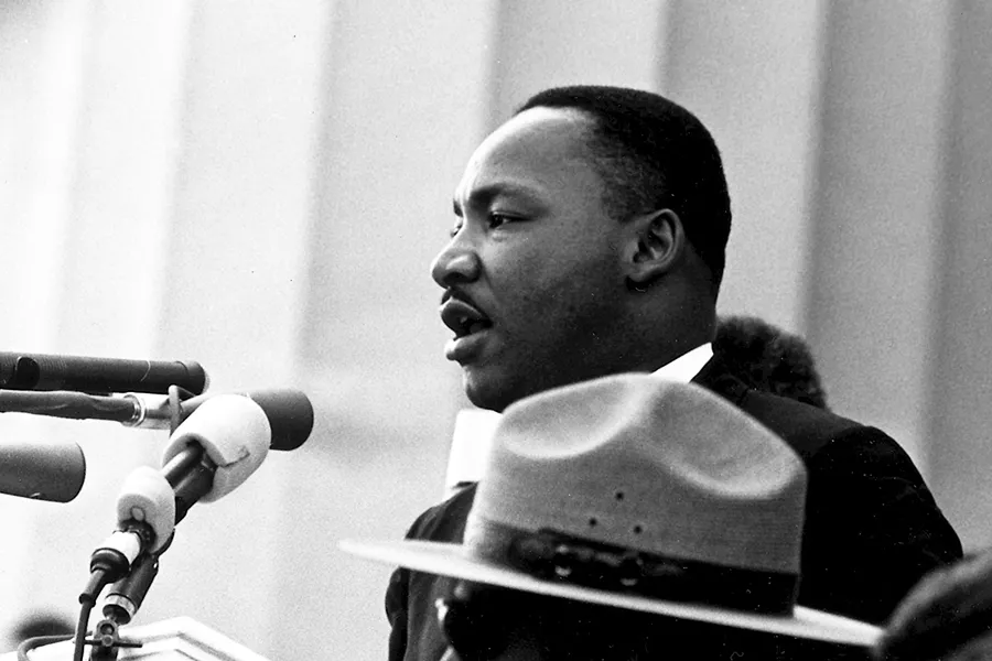 Dr. Martin Luther King delivers his I Have a Dream speech during the March on Washington, August 28, 1963. Public Domain.?w=200&h=150