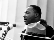 Dr. Martin Luther King delivers his I Have a Dream speech during the March on Washington, August 28, 1963. Public Domain.