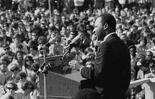 Dr. Martin Luther King speaks at the St. Paul Campus.   Minnesota Historical Society via Flickr (CC BY-SA 2.0).