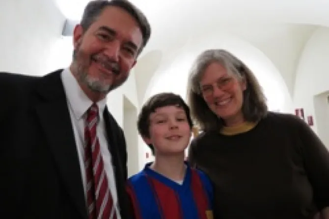 Dr Scott Hahn wife Kimberly and their son David in Rome April 4 2012 CNA Vatican Catholic News 4 4 12