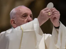 Pope celebrates Mass in St. Peter's on Holy Thursday. 