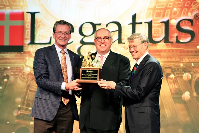EWTN Chairman and Chief Executive Officer Michael P Warsaw was honored with the Bowie Kuhn Special Award for Evangelization during the 2018 Legatus Summit in Orlando Fl Credit EWTN CNA