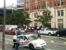 Emergency personnel outside of the Family Research Council building after the shooting on Aug 15, 2012. 