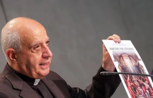 Archbishop Rino Fisichella presents the new Directory for Catechesis at the Vatican, June 25, 2020.   Daniel Ibáñez/CNA.