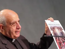 Archbishop Rino Fisichella presents the new Directory for Catechesis at the Vatican, June 25, 2020. 