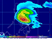 Ensemble Tropical Rainfall Potential Map for  Mekkhala passing over the Philippines. 