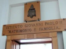 Entrance to the John Paul II Institute for Marriage and Family in Rome, April 25, 2014. 