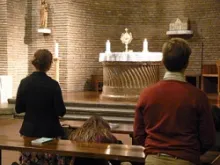 Eucharistic adoration begins at San Lorenzo parish in Rome for the 2012 U.S. elections. 