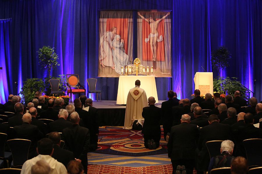 Exposition and Adoration at the USCCB general assembly in Baltimore, Nov. 12, 2018. (CNS photo/Bob Roller)?w=200&h=150