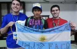 Facundo (center) traveled across South America on foot to attend World Youth Day. ?w=200&h=150