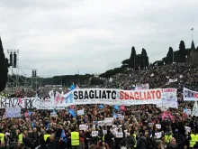 Hundreds of thousands participate in Family Day in Rome, protesting a new bill that would legalize civil unions in Italy. 