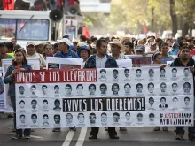 Family members of 43 missing students from Guerrero State in Mexico protest in Mexico City, Nov. 5, 2014. 