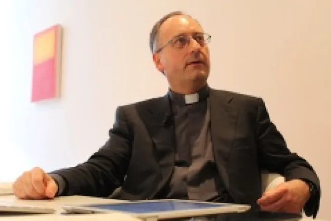 Father Antonio Spadaro discusses La Civilta Cattolica with CNA during an April 2013 interview Credit Stephen Driscoll CNA