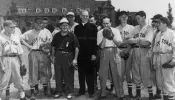 Father Edward Flanagan with baseball players at Boys Town.