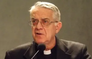Vatican press office director Father Federico Lombardi appears at a March 5, 2013 press conference.   David Uebbing/CNA.