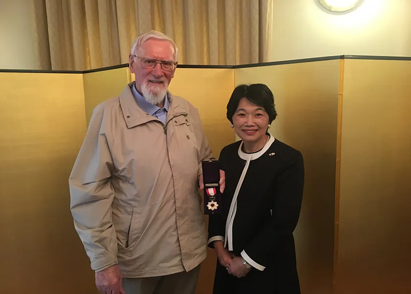 Father Jude McKenna holds his Order of the Rising Sun award alongside Japan's Ambassador to the Republic of Ireland, Mari Miyoshi. ?w=200&h=150