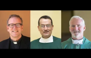 Father Robert Barron, Msgr. Joseph V. Brennan and Msgr. David G. O'Connell on July 21, 2015.   J.D. Long-Garcia and John Rueda, The Tidings.