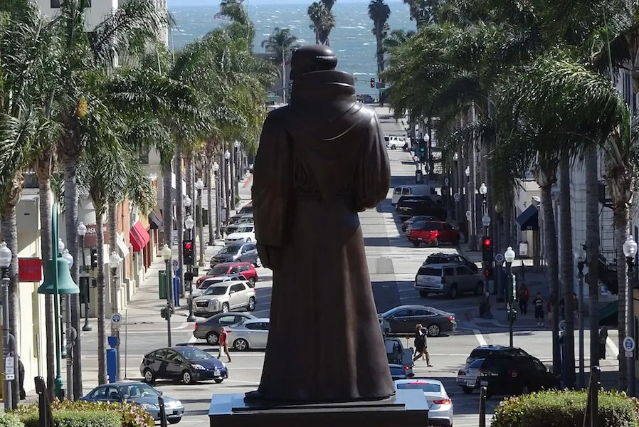 View of Father Serra Statue and California Street from steps of Ventura City Hall. ?w=200&h=150
