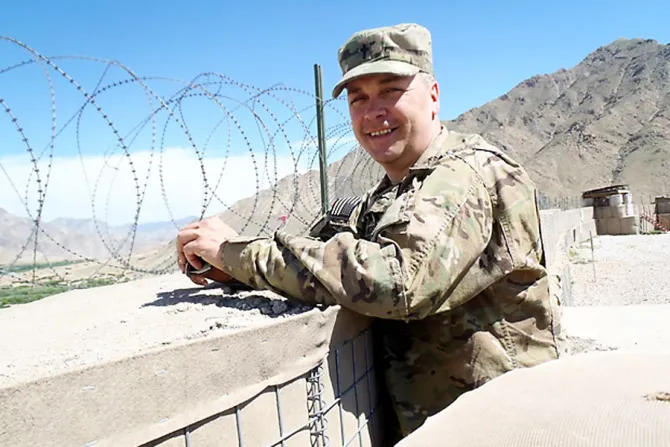Father Stephen McDermott surveys the landscape in Afghanistan where he served for the last year earning the Armys Bronze Star Credit CPcom CNA 4 25 16