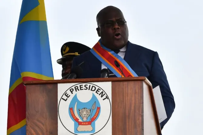 Felix Tshisekedi newly inaugurated DRC president delivers a speech Jan 24 2019 Credit Tony KarumbaAFPGetty Images