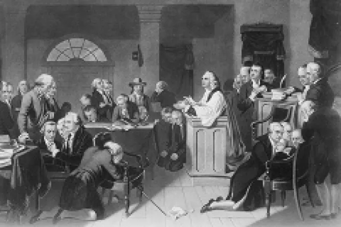 First Prayer in Congress September 1774 in Carpenters Hall Philadelphia Pennsylvania CNA US Catholic News 5 21 13