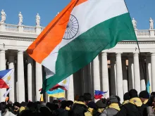 Indian pilgrims attend the Angelus address in St. Peter's Square, Jan. 17, 2016. 