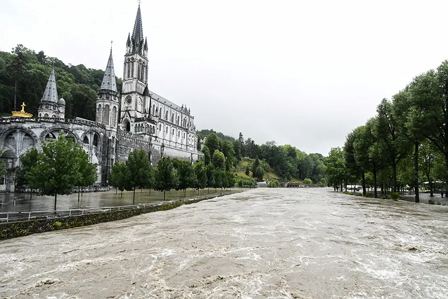 Flooded area near the Sanctuary of Notre Dame de Lourdes after heavy rainfalls, June 13, 2018. ?w=200&h=150
