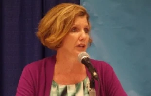 Former Congresswoman Kathy Dahlkemper speaks Sept. 5, 2012 at the Democractic National Convention's faith council gathering.