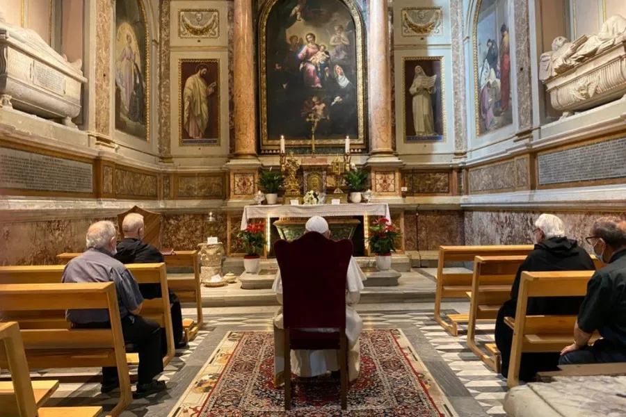 Pope Francis prays in the Basilica of St. Augustine in Campo Marzio, Rome, which contains relics of St. Monica. ?w=200&h=150