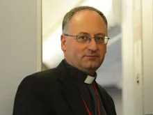 Fr. Antonio Spadaro, S.J., editor in chief of La Civilta Cattolica, aboard the papal flight to Quito, July 5, 2015. 