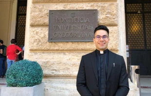 Fr. César Izquierdo in front of the Gregorian University in Rome in June 2020. Courtesy photo.