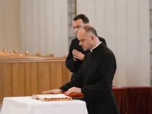 Fr. Davide Pagliarani shortly after his election as superior general of the Society of Saint Pius X, July 11, 2018. Photo courtesy of FSSPX.NEWS