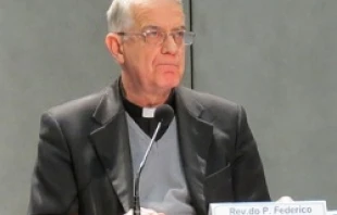 Fr. Federico Lombardi in the Vatican Press Office Feb 26, 2013.   David Uebbing/CNA.