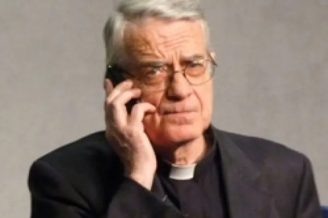 Fr Federico Lombardi on the telephone 2 CNA Vatican Catholic News 5 28 12