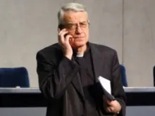 Fr. Federico Lombardi on the telephone (File Photo/CNA).