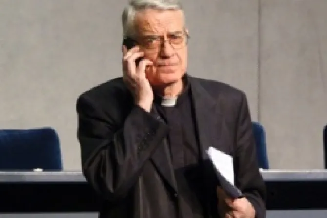 Fr Federico Lombardi on the telephone CNA Vatican Catholic News 5 28 12