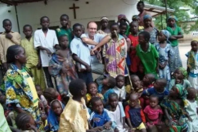 Fr George Vandenbeusch surrounded by his parishioners in northern Cameroon in 2012 Courtesy of Diocese of Nanterre CNA 500x320