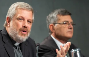 Fr. Giacomoo Costa, S.J., communications secretary for the Amazon synod, speaks during a press briefing at the Holy See press office, Oct. 23, 2019.   Daniel Ibanez/CNA.