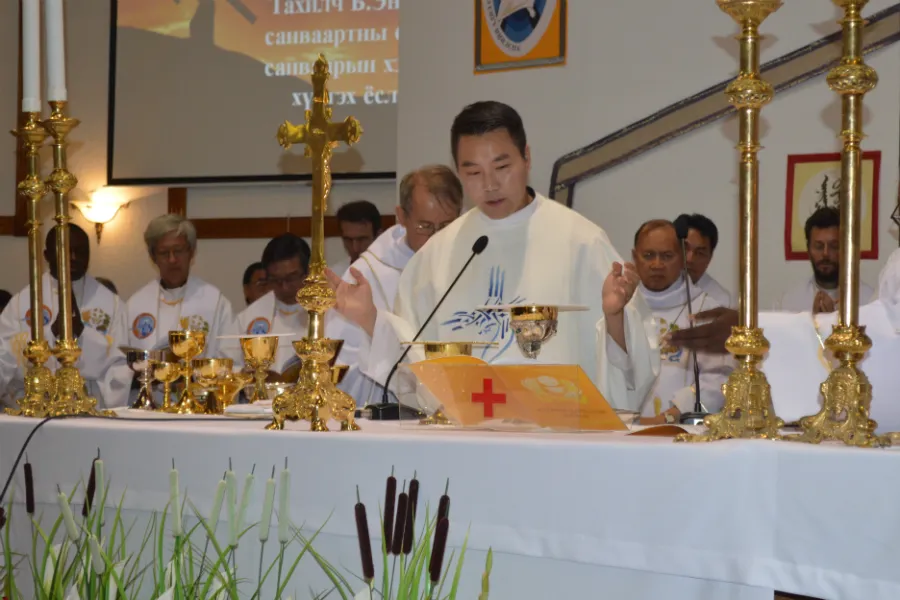 Fr. Joseph Enkh Baatar celebrates his first Mass, Aug. 28, 2016. Photo courtesy of Mbumba Prosper, CICM.?w=200&h=150