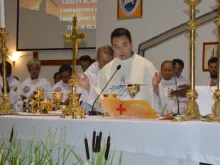Fr. Joseph Enkh Baatar celebrates his first Mass, Aug. 28, 2016. Photo courtesy of Mbumba Prosper, CICM.