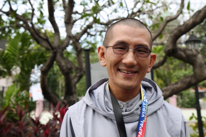 Fr Justin of the Brothers of Saint John in Cebu waits for the arrival of Pope Francis to the Philippines on Jan 15 2015 Credit Lauren Cater CNA 2 CNA 1 18 15
