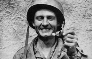 Fr. Kapaun with his pipe. Courtesy of the Diocese of Wichita.