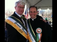 Fr. Kevin Gallagher, Chaplain and John Dougherty, grand marshall at the Philadelphia St. Patrick's Day parade March 10, 2012.