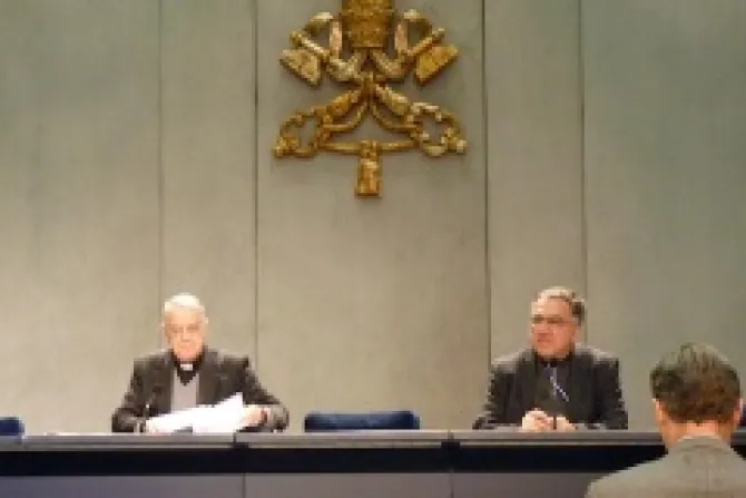 Fr Lombardi and Fr Rosica give Feb 21 press briefing Credit David Uebbing CNA 500x320